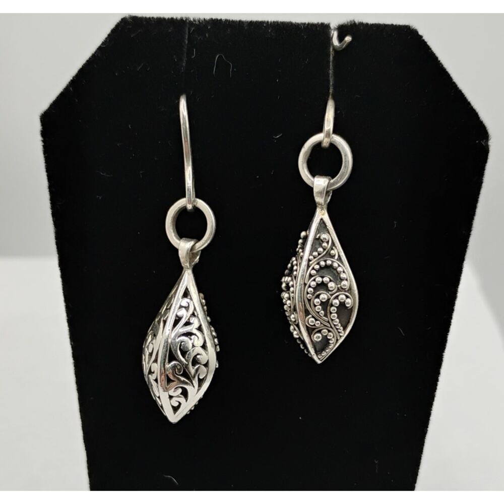 Lois Hill Filigree and Scroll Work Drop Earrings in Sterling Silver